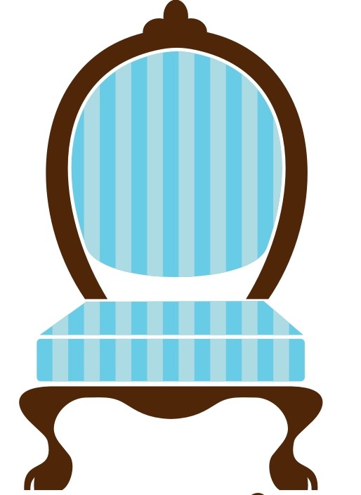 silla fondo blanco y color rayas azules
